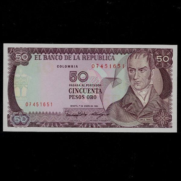 COLOMBIA-ݷҺ-CAMILLO TORRES(īз ䷹ Ʈ-)-50 PESOS ORO-1986