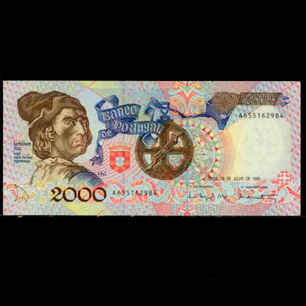 PORTUGAL-포르투갈-P186c-BARTHOLOMEU DIAS(바르톨로 뮤 디아스-탐험가)-2.000 ESCUDOS-1992년