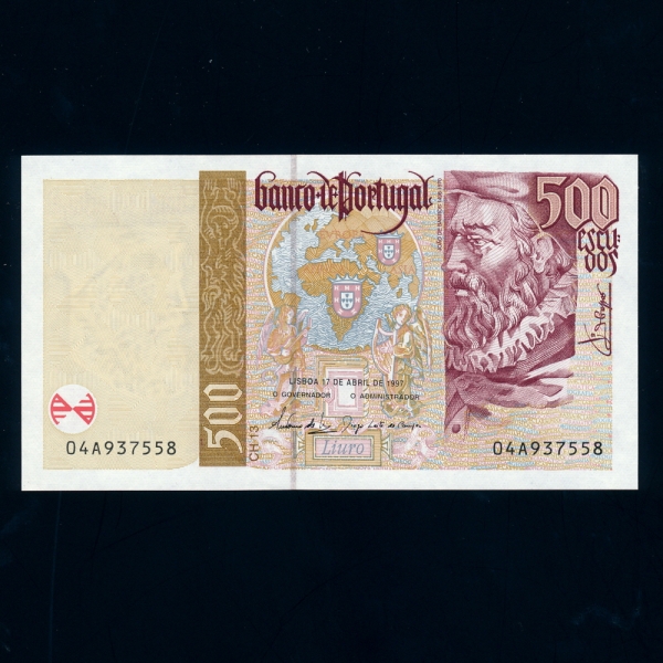 PORTUGAL-포르투갈-P187a-JOAO DE BARROS(주앙 데 바로스-역사가)-500 ESCUDOS-1997년