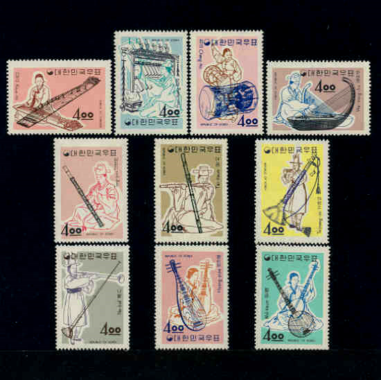 악기시리즈(10완/NO.C194~203)-무호.힌지(NO GUM,HINGED)-1963.12.17일