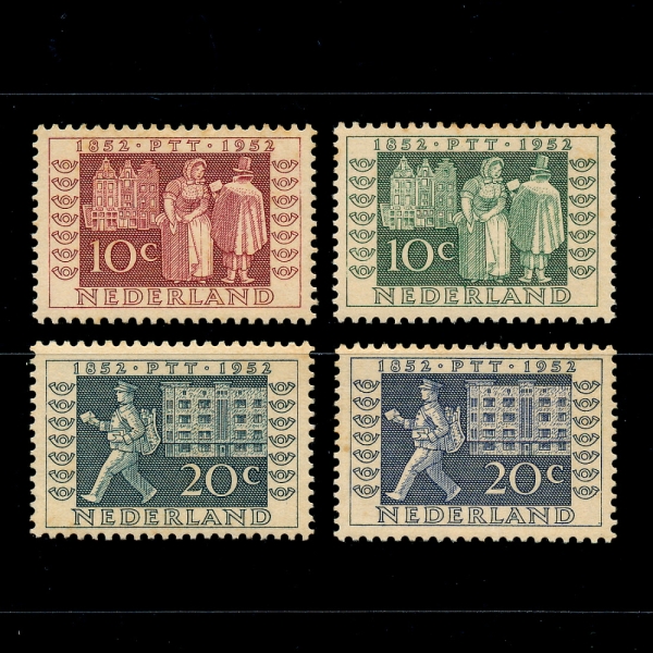NETHERLANDS(네덜란드)-#336~9(4종)-LETTER,POSTMAN(편지,우편 배달부)-1952.6.28일