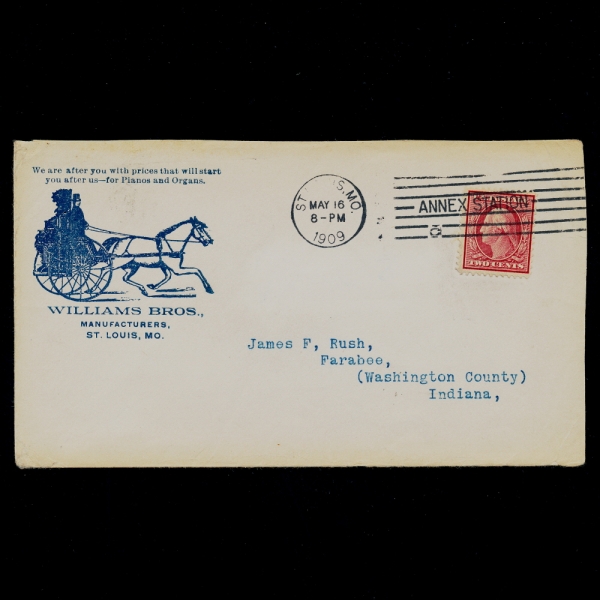 UNITED STATES(미국)-ST.LOUIS,MO. 실체봉피-WASHINGTON(조지 워싱턴)-1909.5.16일
