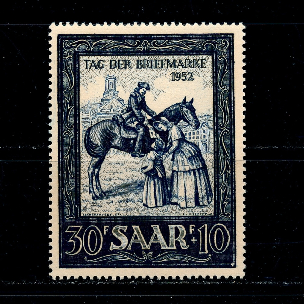 SAAR(자르 보호국)-#B91-30+10f-POSTRIDER DELIVERING MAIL(우편 배달부)-1952.3.30일