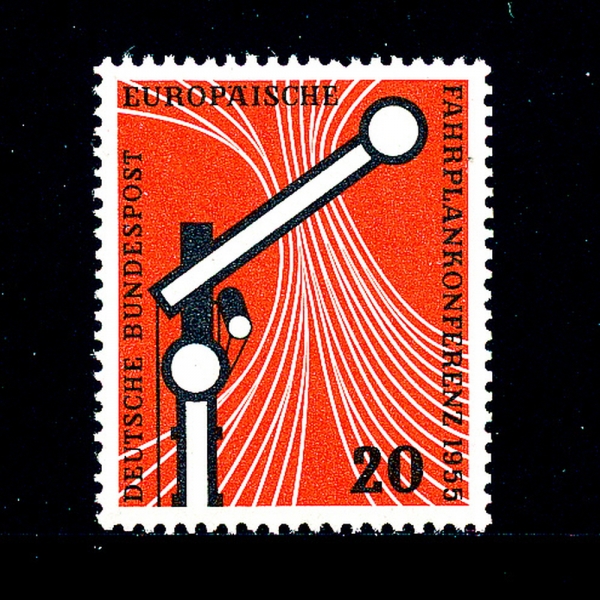 GERMANY(독일)-#734-20pf-RAILROAD SIGNAL,TRACKS(철도 신호)-1955.10.5일