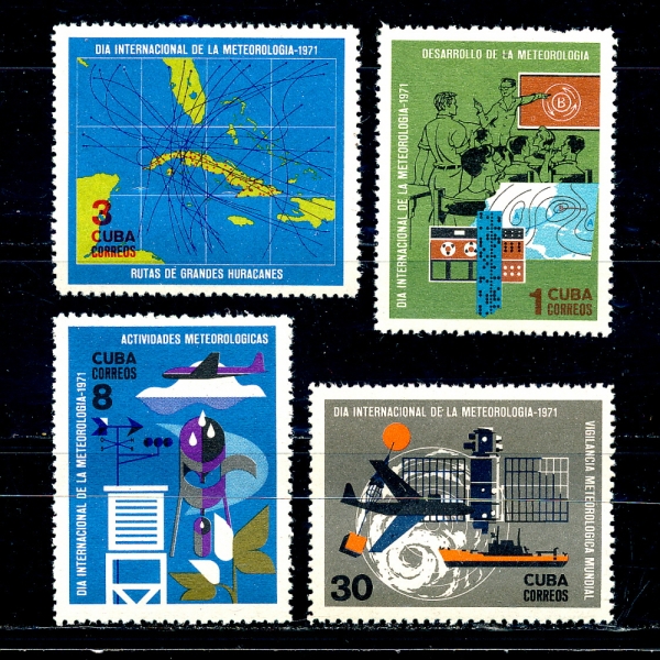 CUBA()-#1589~1592(4)-WORLD METEOROLOGY DAY(  )-1971.2.16