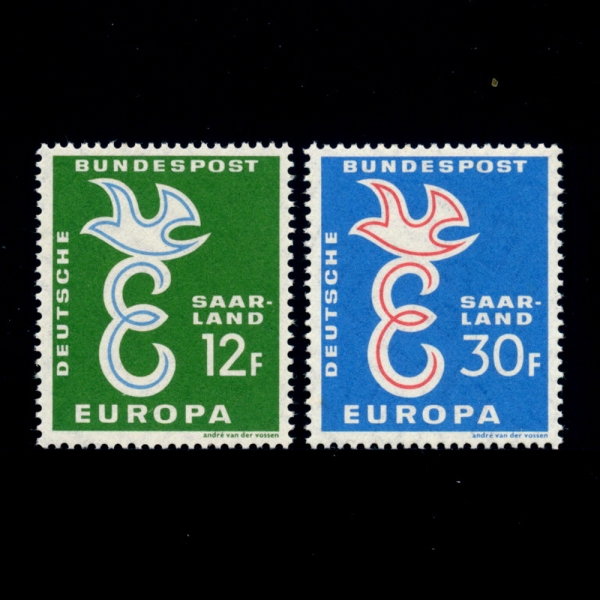 SAAR(자르 보호국)-#317~8(2종)-EUROPA(유로파)-1958.9.13일