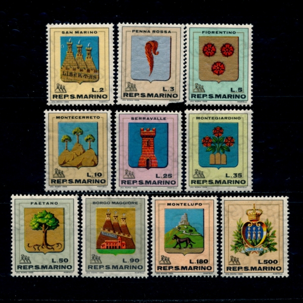 SAN MARINO(긶)-#677~86(10)-COAT OF ARMS( )-1968.3.14
