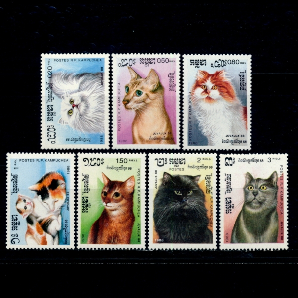 CAMBODIA(캄보디아)-#852~8(7종)-CATS(고양이)-1988.3.15일