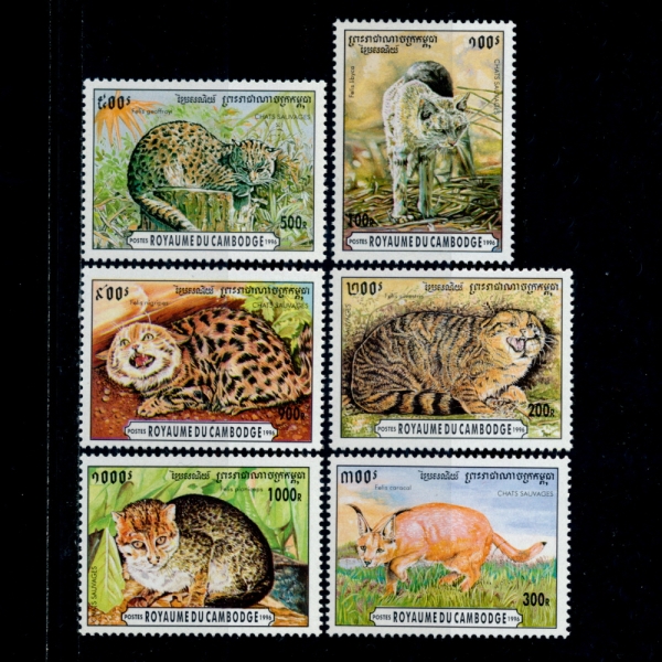 CAMBODIA(캄보디아)-#1491~6(6종)-WILD CATS(야생 고양이)-1996.2.8일