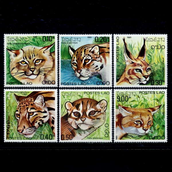 LAOS(라오스)-#346~51(6종)-WILD CATS(야생 고양이)-1981년