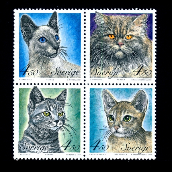SWEDEN(스웨덴)-#2061~4(4종)-CATS(고양이)-1994.3.18일