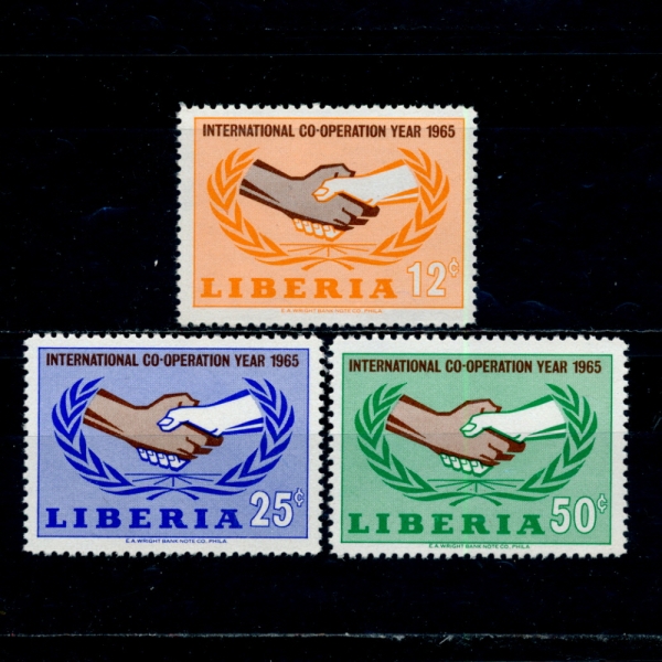 LIBERIA(̺)-#426~8(3)-INTL. COOPERATION YEAR EMBLEM(  )-1965.6.21