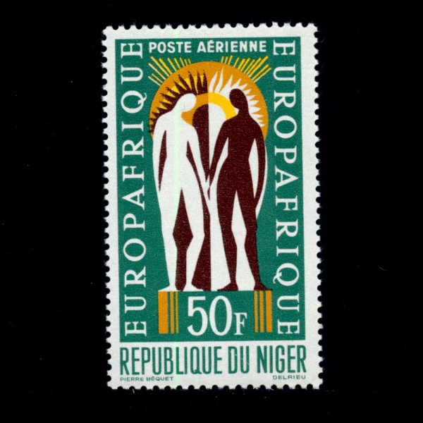 NIGER(니제르)-#C371-10COR-WHITE AND BLACK BEFORE RISING SUN(떠오르는 태양 전의 백인,흑인)-1963.10.25일
