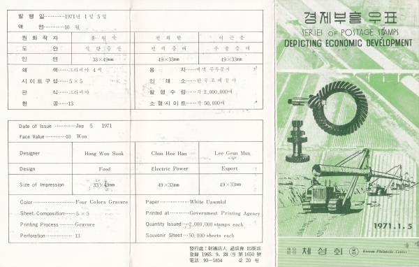 경제부흥-제1집-우표발행 안내카드-1971.1.5일