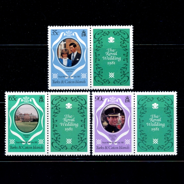 TURKS & CAICOS ISLANDS(ũ Ŀ )-TAB-#486~8(3)-PRINCE CHARLES AND LADY DIANA(Ȳڿ ֳ̾)-1981.6.23