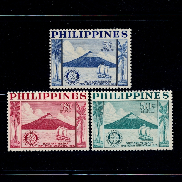 PHILIPPINES(ʸ)-#618~9, C77(3)-ROTARY INTL. 50TH ANNIV.(Ÿ 50ֳ)-1955.2.23