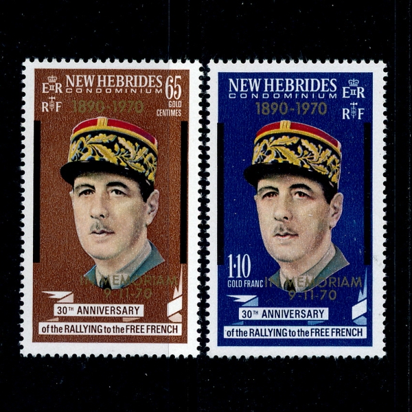 NEW HEBRIDES,BRITISH( 긮-)-#144~5(2)-CHARLES DE GAULLE( )-1971.1.19
