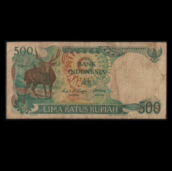 INDONESIA-인도네시아-#123-500 RUPIAH-TIMORESE STAG(동티모르 수사슴)-1988년