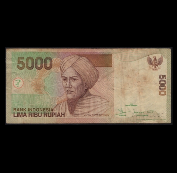 INDONESIA-인도네시아-P142a-TUANKU IMAM BONJOL(투안쿠 이맘 본졸)-5.000 RUPIAH-2001년